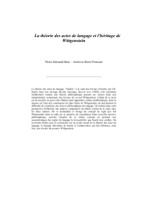 La théorie des actes de langage et l'héritage de Wittgenstein