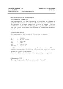 Universit´ e Bordeaux III Formalisation linguistique Master ReLAI