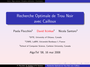 Recherche Optimale de Trou Noir avec Cailloux Paola Flocchini Nicola Santoro