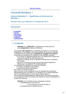 Université Bordeaux 1 données 1 Introduction