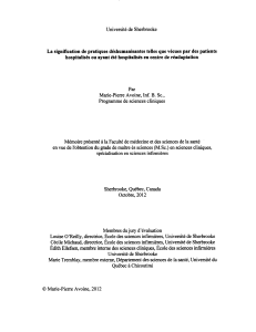 La signification de pratiques déshumanisantes telles que vécues par des... hospitalisés ou ayant été hospitalisés en centre de réadaptation