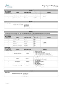 Master of Science in Medical Biology Evaluation procedure 2016/2017 MODULE 1