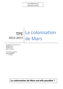 La colonisation de Mars TPE
