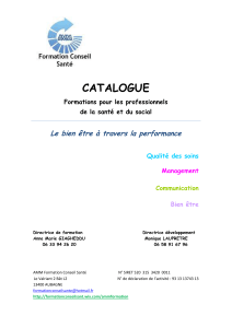 CATALOGUE  Le bien être à travers la performance Formations pour les professionnels