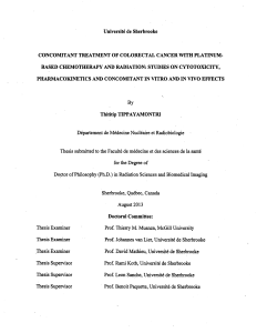 University de Sherbrooke BASED CHEM OTHERAPY AND RADIATION: STUDIES ON CYTOTOXICITY,