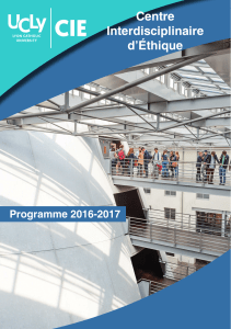 Centre Interdisciplinaire d’Éthique Programme 2016-2017