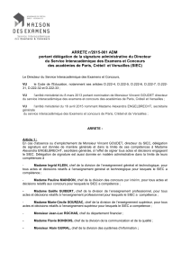 SIEC APn°2015-001 ADM délégation de signature du directeur du SIEC des académies de Paris, Créteil et Versailles PDF - 71,72 ko