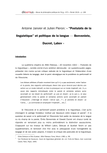 “Postulats de la linguistique” et politique de la langue — Benveniste,