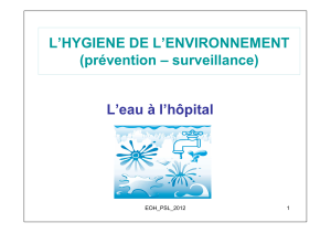 L’HYGIENE DE L’ENVIRONNEMENT (prévention – surveillance) L’eau à l’hôpital EOH_PSL_2012
