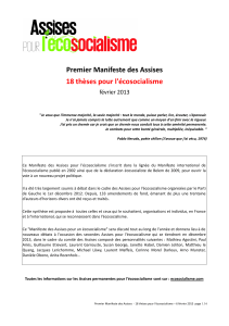 Premier Manifeste des Assises 18 thèses pour l'écosocialisme février 2013