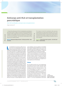 Anticorps anti-HLA et transplantation pancréatique  »