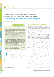 Toxicité des traitements antirhumatismaux chez les patients atteints d’hépatite virale M