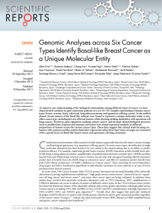 Genomic Analyses across Six Cancer Types Identify Basal-like Breast Cancer as