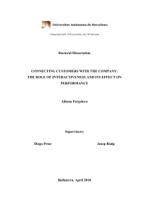 Doctoral Dissertation CONNECTING CUSTOMERS WITH THE COMPANY: