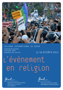 L’événement en religion 17-19  octobre  2012 COLLOQUE INTERNATIONAL DU DIHSR