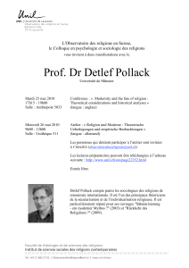 Prof. Dr Detlef Pollack L'Observatoire des religions en Suisse,
