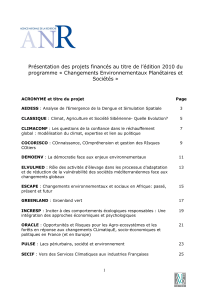 Présentation des projets financés au titre de l’édition 2010 du