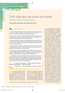 thématique Dossier Profils moléculaires des cancers de la prostate