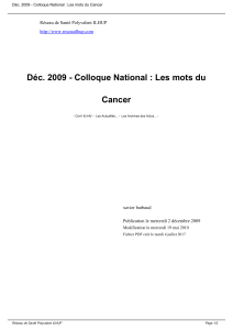 Déc. 2009 - Colloque National : Les mots du Cancer xavier barbaud