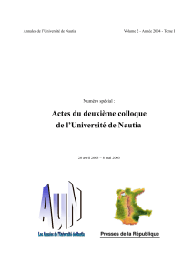 Actes du deuxi&egrave;me colloque de l&rsquo;Universit&eacute; de Nautia Num&eacute;ro sp&eacute;cial :