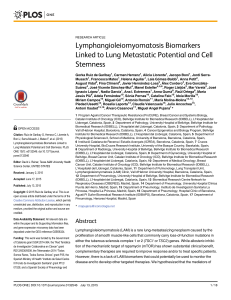 Lymphangioleiomyomatosis Biomarkers Linked to Lung Metastatic Potential and Cell Stemness