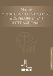 strategies d’entreprise &amp; developpeMent international Master