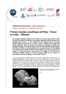 Premiers résultats scientifiques de Philae : Tchouri se révèle… différente