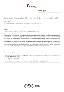 La volonté de quantifier. Conceptions de la mesure de l'activité médicale