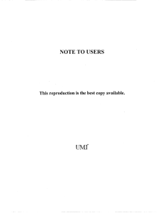 UMf NOTE TO USERS This reproduction is the best copy available.