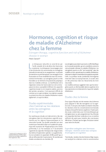 L Hormones, cognition et risque de maladie d’Alzheimer chez la femme