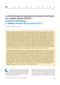 La chimiothérapie préopératoire des cancers bronchiques non à petites cellules (CBNPC)