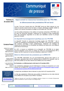 Toulouse, le 25 octobre 2016 le référencement des prestataires RH est lancé