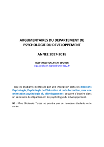 ARGUMENTAIRES DU DEPARTEMENT DE PSYCHOLOGIE DU DEVELOPPEMENT  ANNEE 2017-2018