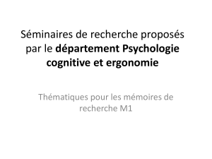 Séminaires de recherche proposés département Psychologie cognitive et ergonomie