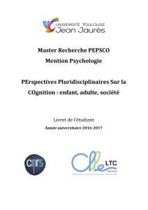 Master Recherche PEPSCO Mention Psychologie PErspectives Pluridisciplinaires Sur la