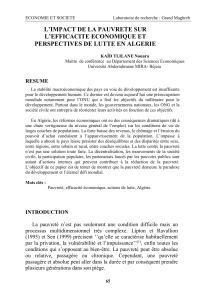 L’IMPACT DE LA PAUVRETE SUR L’EFFICACITE ECONOMIQUE ET