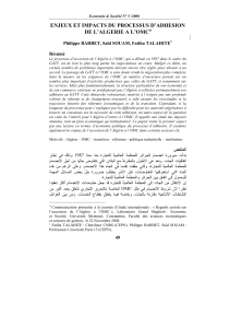 ENJEUX ET IMPACTS DU PROCESSUS D’ADHESION DE L’ALGERIE A L’OMC