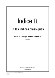 Indice R Et les indices classiques Par A. L. Jocelyn RAKOTOARISOA