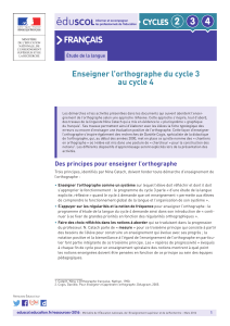 2 3 4 Fran&ccedil;ais CyCles Enseigner l&rsquo;orthographe du cycle 3