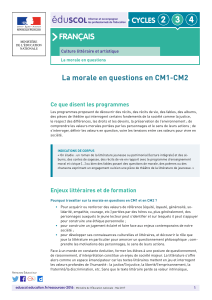 2 3 4 FRANÇAIS CYCLES La morale en questions en CM1-CM2