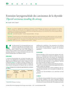 Extension laryngotrachéale des carcinomes de la thyroïde D
