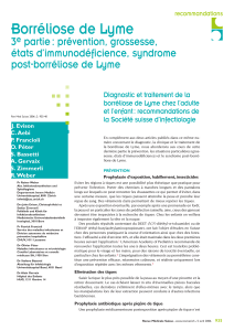 Borréliose de Lyme 3 partie : prévention, grossesse, états d’immunodéficience, syndrome