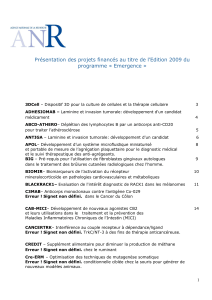 Liste des projets financés ainsi que leurs résumés