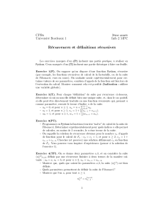 Récurrences et dénitions récursives CPBx 2ème année Université Bordeaux 1