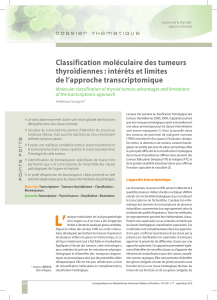 Classification moléculaire des tumeurs thyroïdiennes : intérêts et limites de l’approche transcriptomique