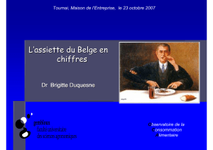 L’assiette du Belge en chiffres Dr  Brigitte Duquesne O