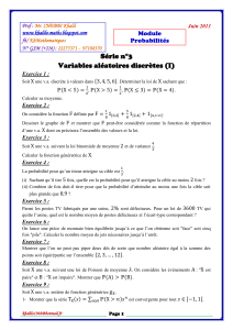Série n°3 Variables aléatoires discrètes (I)  Module