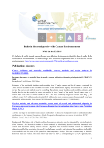 Bulletin électronique de veille Cancer Environnement N°15 du 11/02/2015