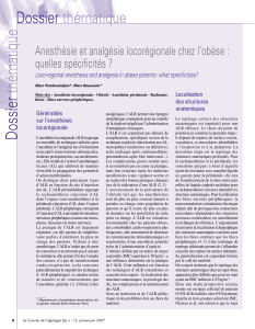 Dossier  thématique Anesthésie et analgésie locorégionale chez l’obèse :