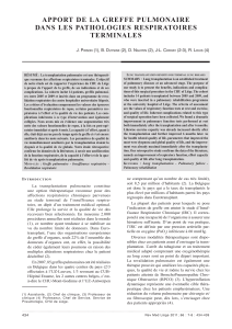 Apport de lA greffe pulmonAire dAns les pAthologies respirAtoires terminAles J. P